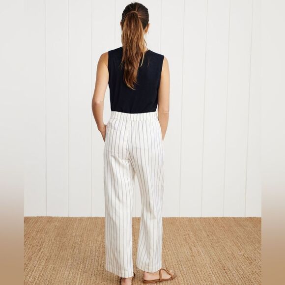 Jenni Kayne Bianca Stripped Straight Leg Pant in Navy Stripe XL - Picture 2 of 15